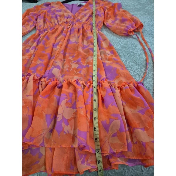 Taylor Bohemian Floral Print V Neck Button Front Tiered Ruffle Mini Dress - Picture 7 of 7